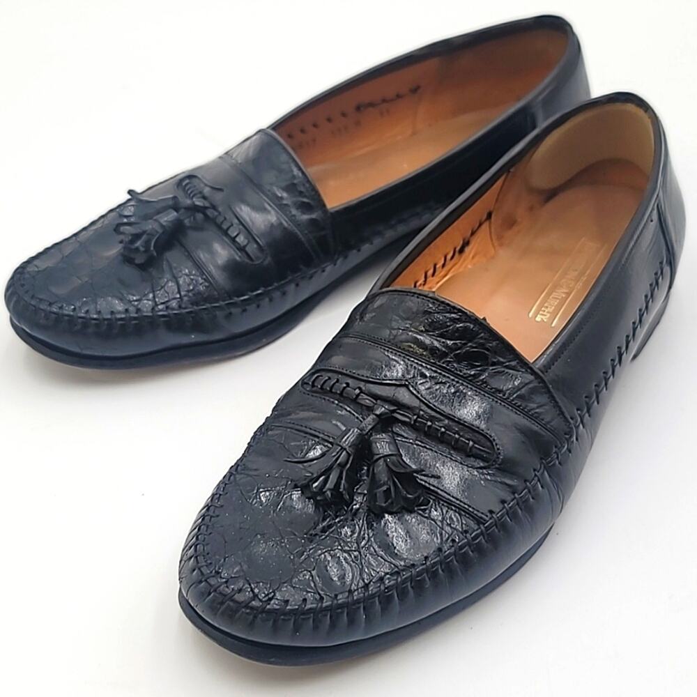 JOHNSTON & MURPHY sz11 Domani Genuine Alligator Kiltie Tassel Loafers SP…